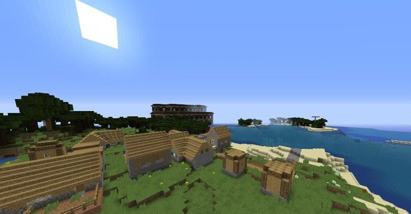 Village And Mansion By The Sea Seed For Minecraft 1 13 X 1 14 4 Minecraftgames Co Uk