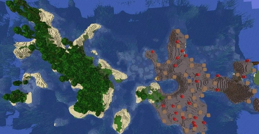 Jungle And Mushroom Islands Seed For Minecraft 1 15 2 1 14 4 Minecraftgames Co Uk