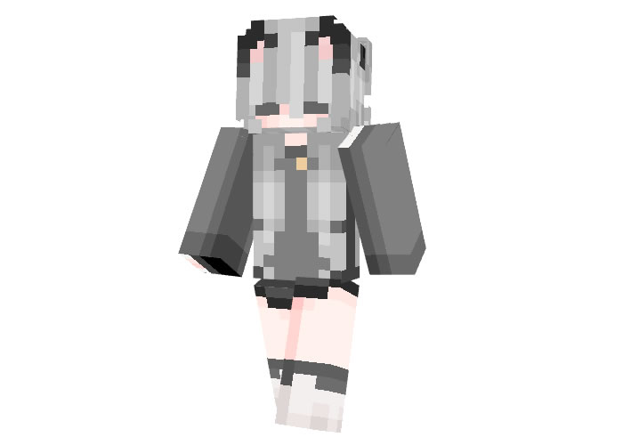 Gray Cat - Girl Skin for Minecraft 64x64 MinecraftGames.co.uk.