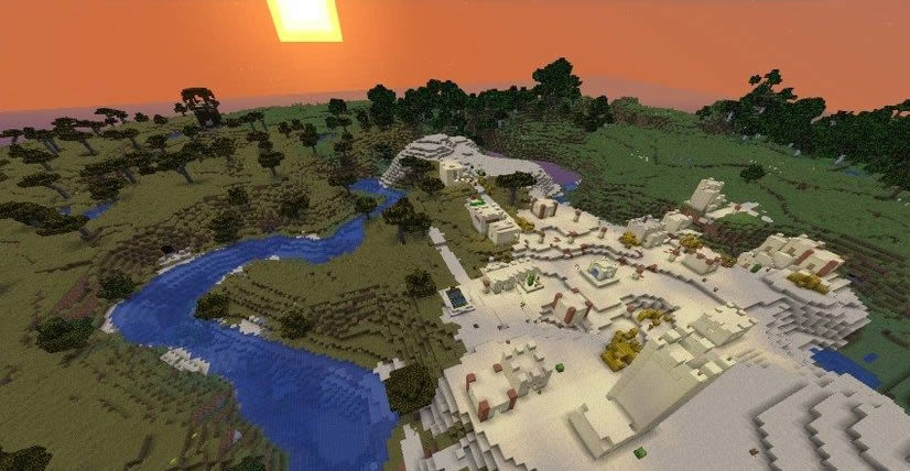 Desert Village and Pillager Outpost Seed Screenshot