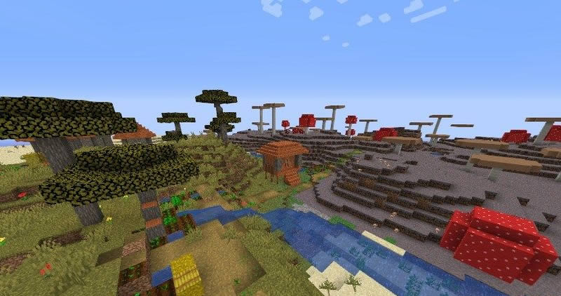 Two Villages and Mushroom Biome Seed 1.15.2/1.14.4