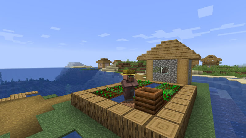 Village and Shipwreck on the Island Seed for Minecraft