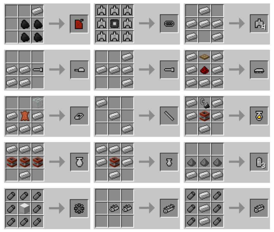Flans Simple Parts Pack Crafting Recipes