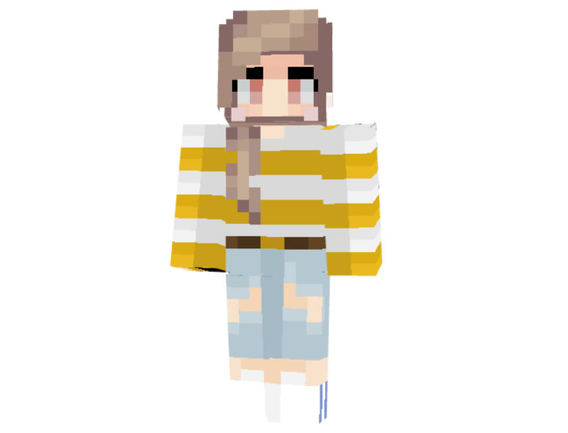 Yellow Stripes Skin for Minecraft girl