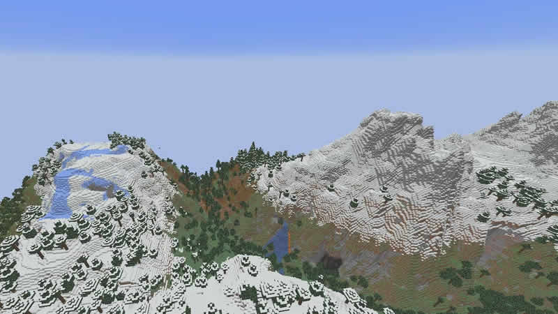 Village and Beautiful Mountains Seed for Minecraft